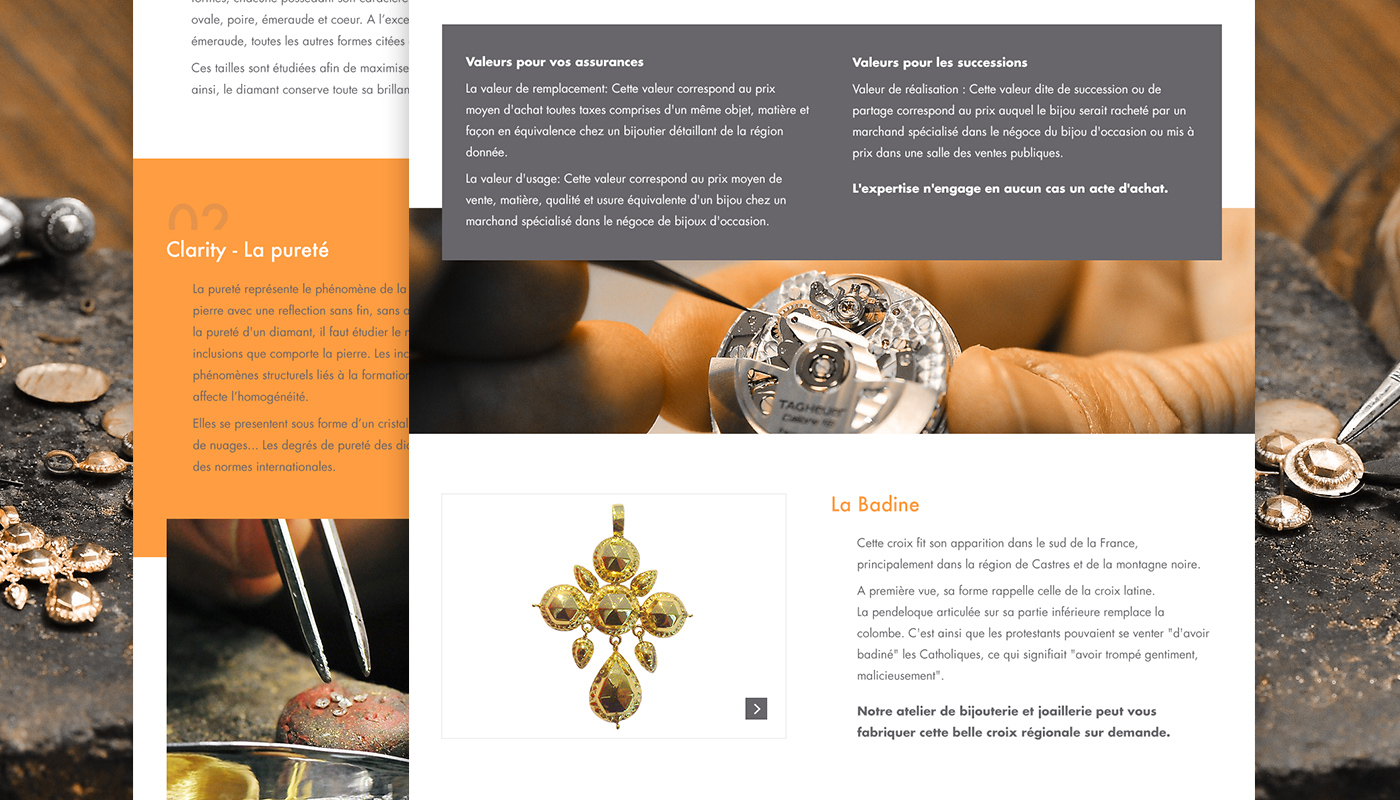 Webdesign de la partie savoir-faire d'une badine