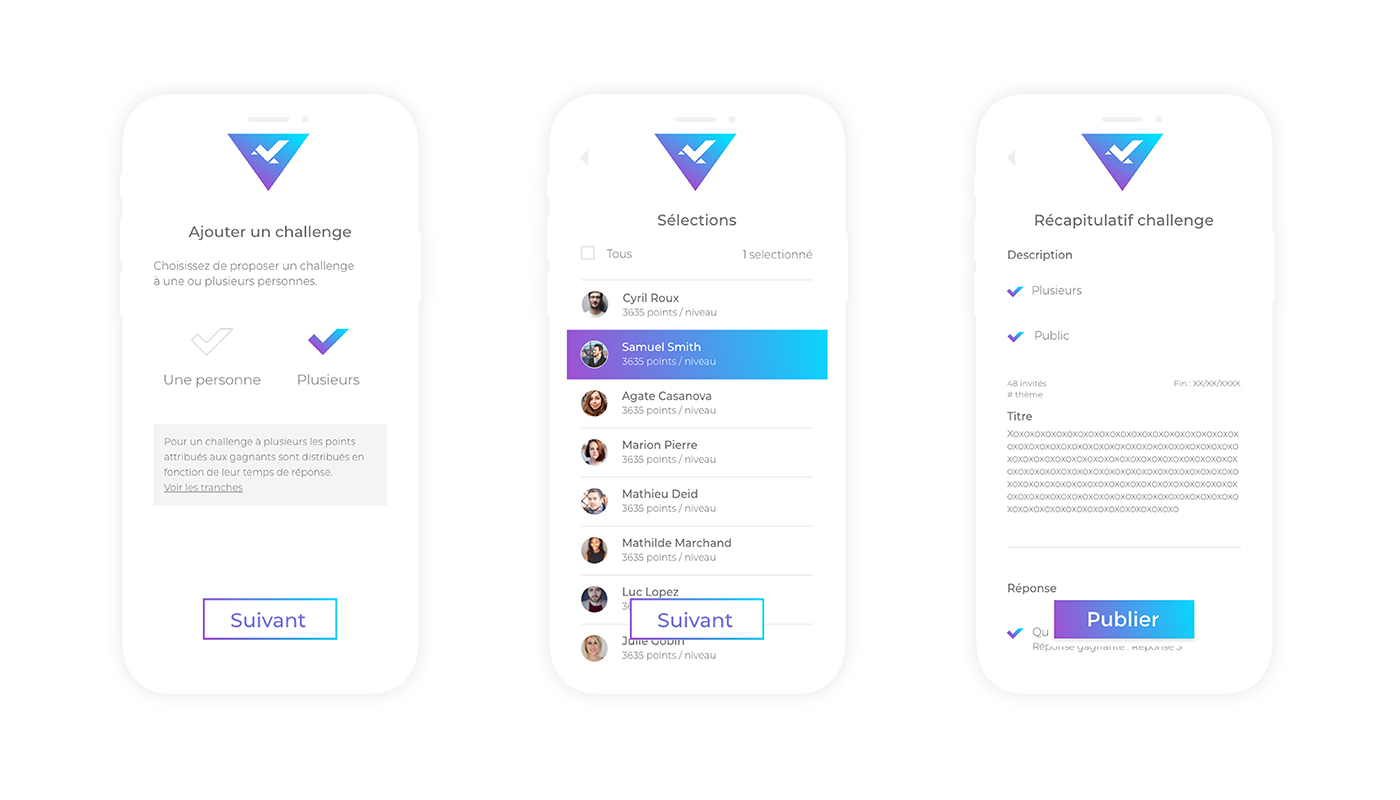 Design pour le dépôt d'un challenge Truedare