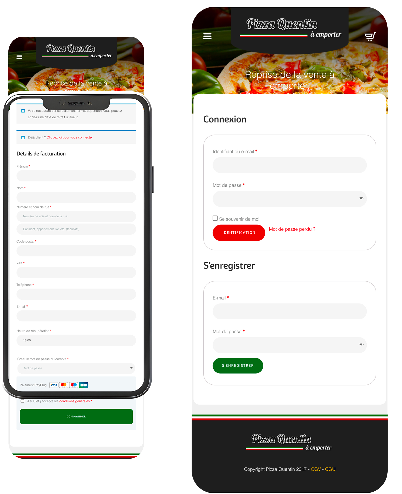 Maquettes du tunnel de commande en version mobile de pizza quentin