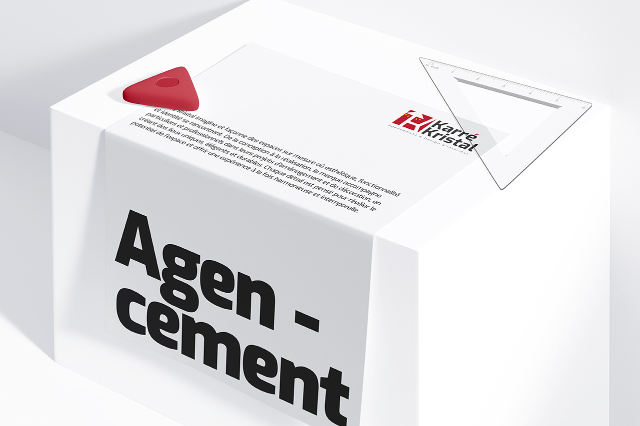 Mise en situtation sur papeterie du logo Karré Kristal