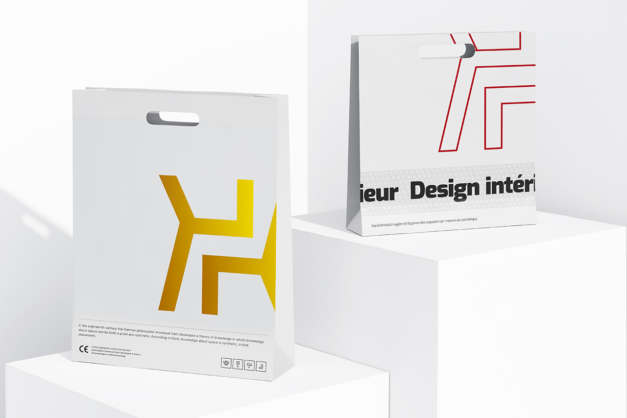 Mise en situation du logo Karré Kristal sur sac en carton